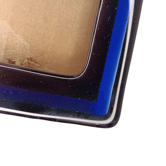 Art Deco Cobalt Blue And Black Glass Rectangle Tabletop Picture Photo Frame - Picture 9 of 13